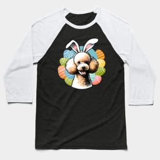 Poodle Delights in Easter with Bunny Ear Headband Baseball T-Shirt